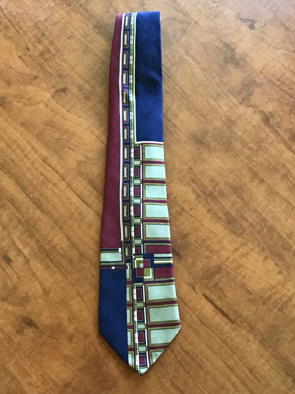 Vintage Frank Lloyd Wright Silk Geometric Architectural Tie (Italy)